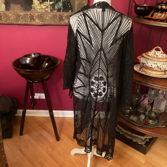Buckle  Daytrip mesh embroidered open front long cardigan duster/ swim coverup - Picture 4 of 7